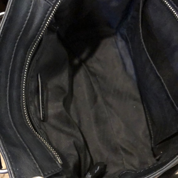 REBECCA MINKOFF Black Leather Two Top Handle Cross Body w Adjustable Strap - Picture 6 of 17